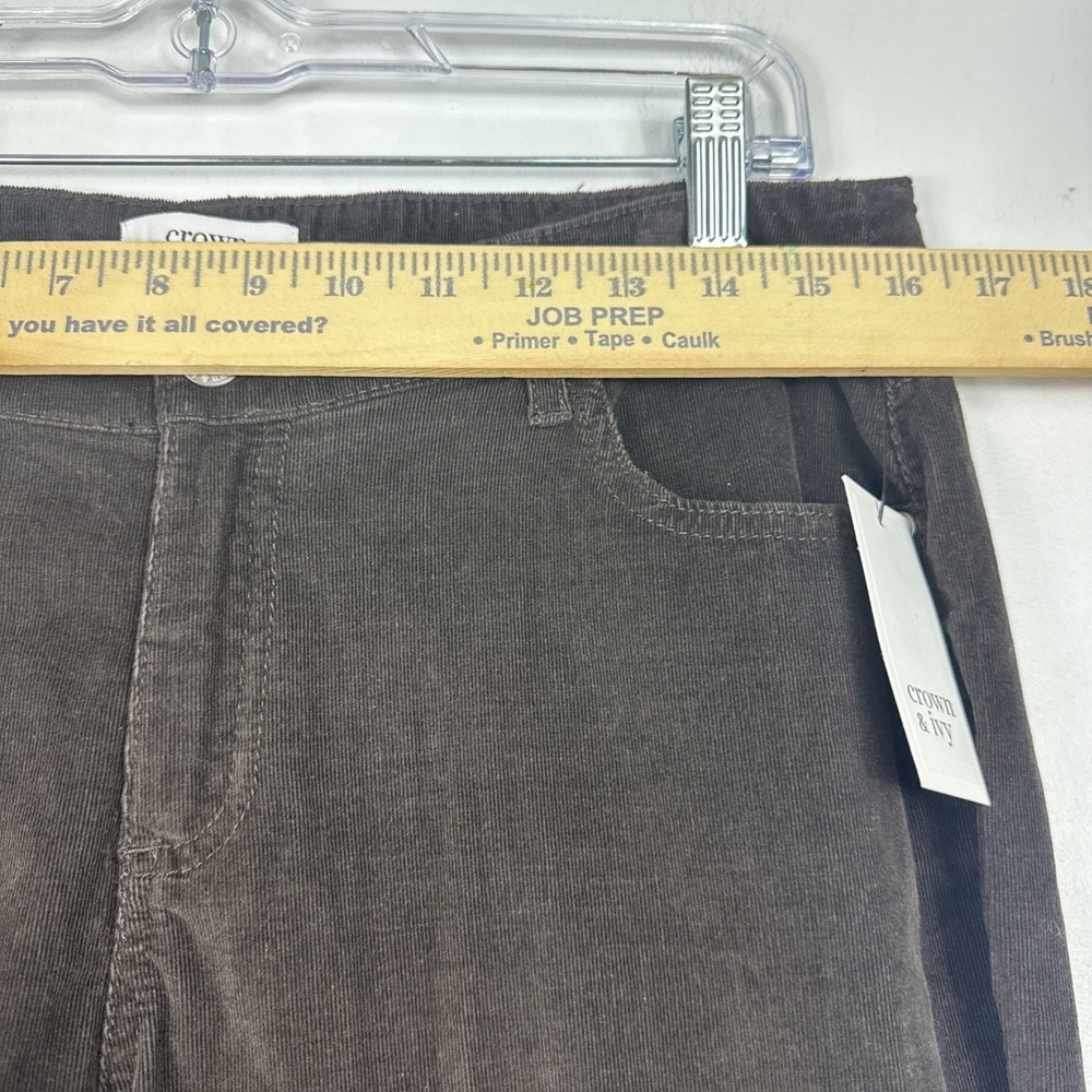 Crown & Ivy Corduroy Pants Womens 10 Chocolate Brown Mid Rise Straight Leg NEW - Picture 10 of 11